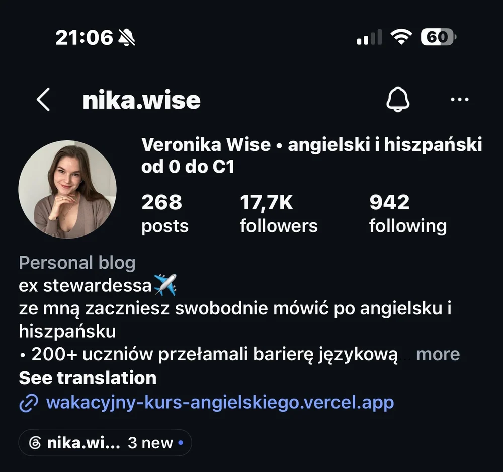 Instagram klientki po współpracy: 17,7 tys. obserwujących